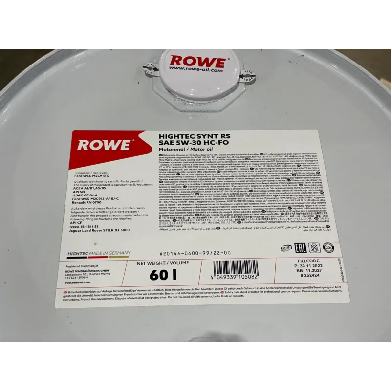 Моторна олива ROWE HIGHTEC SYNT RS HC-FO 5W30 60л (20146-0600-99)