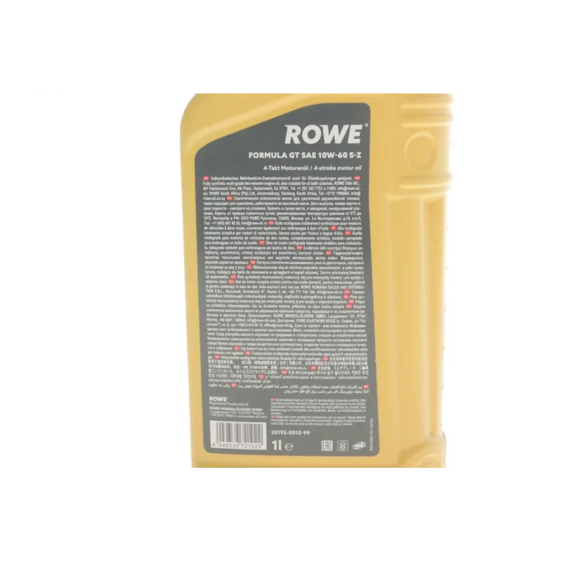 Моторна олива ROWE HIGHTEC FORMULA GT S-Z 4T 10W-60 1л (20192-0010-99) JASO MA2