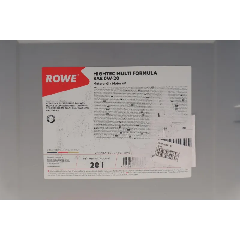 Моторна олива ROWE HIGHTEC MULTI FORMULA 0W-20 (20л) 20202-0200-99 (MB 229.71/GM dexos D, ACEA C5/C6, API SP)