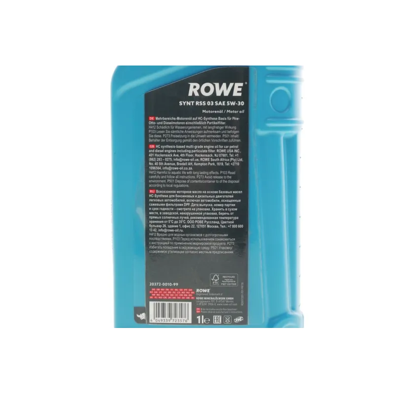 Моторна олива ROWE HIGHTEC SYNT RSS 03 5W-30 1л (20372-0010-99) MB 229.31/229.51