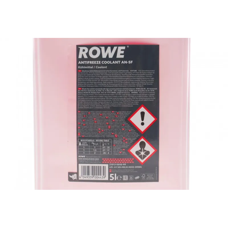 Антифриз концентрат ROWE HIGHTEC ANTIFREEZE COOLANT AN-SF G12 червоний 21013-0050-99 (5л)