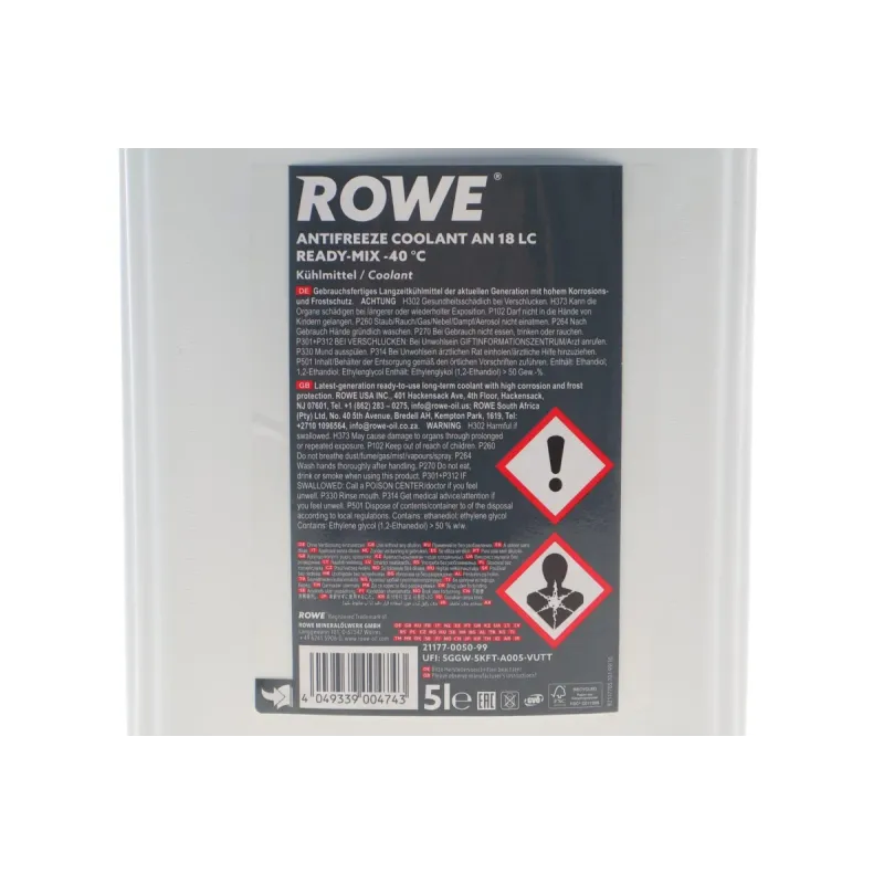 Антифриз (зелений) 5L HIGHTEC ANTIFREEZE COOLANT AN 18 LC READY-MIX (-40°C)