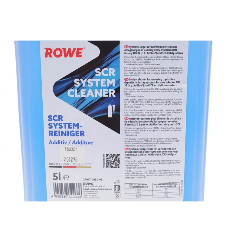 Очисник системи SCR (AdBlue) ROWE 22017-0050-99 (5л, 1:400)