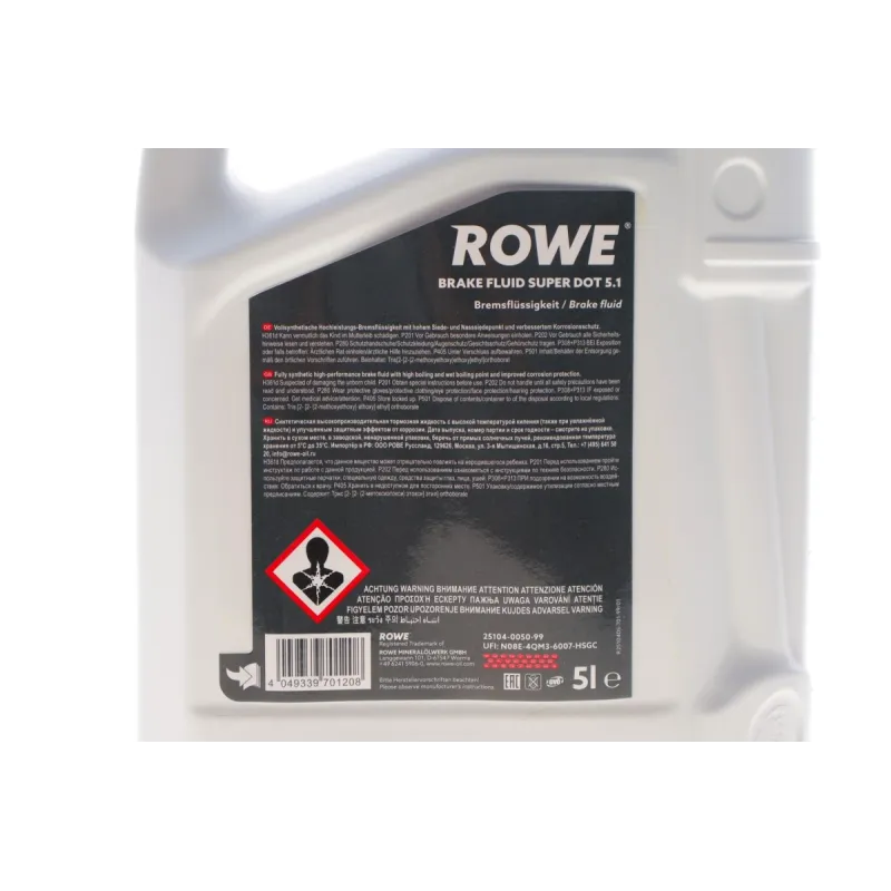 Рідина гальмівна ROWE HIGHTEC BRAKE FLUID SUPER DOT 5.1 (5л) 25104-0050-99