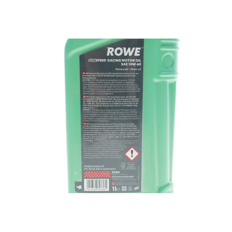 Моторна олива 10W60 SUNSPEED RACING MOTOR OIL (1L) MULTI-ESTER TECHNOLOGY ROWE 4920019-0010-99