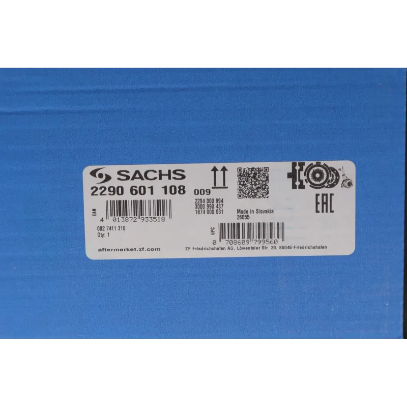 Комплект зчеплення SACHS 2290 601 108 з демпфером для Mercedes-Benz Sprinter (906) 2.2CDI