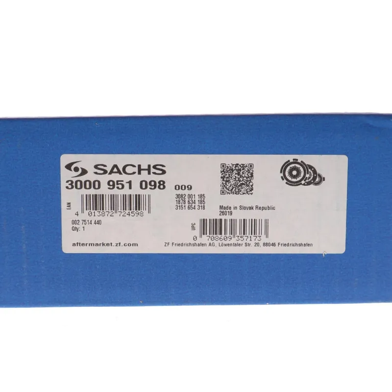 Комплект зчеплення SACHS 3000 951 098 для Hyundai Accent, Kia Rio (d=215mm, z=20)