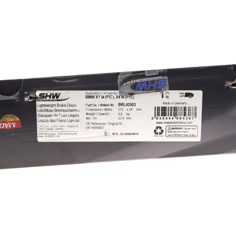 Диск гальмівний (задній) BMW X3 (FG01/F97) 19-/X4 (G02/F98) 3.0 M (S58) 19-(370x24) (L) (з покрит.) (вентил.) (з отворами)