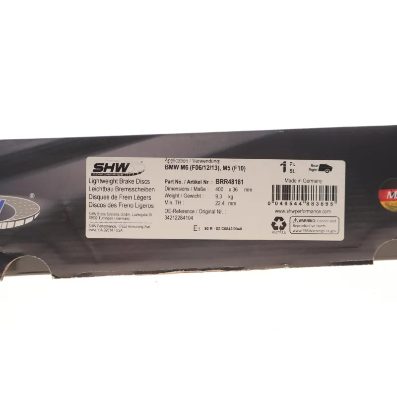 Диск гальмівний задній SHW PERFORMANCE BRR48181 для BMW M5 (F10)/M6 (F12) 396x24 мм