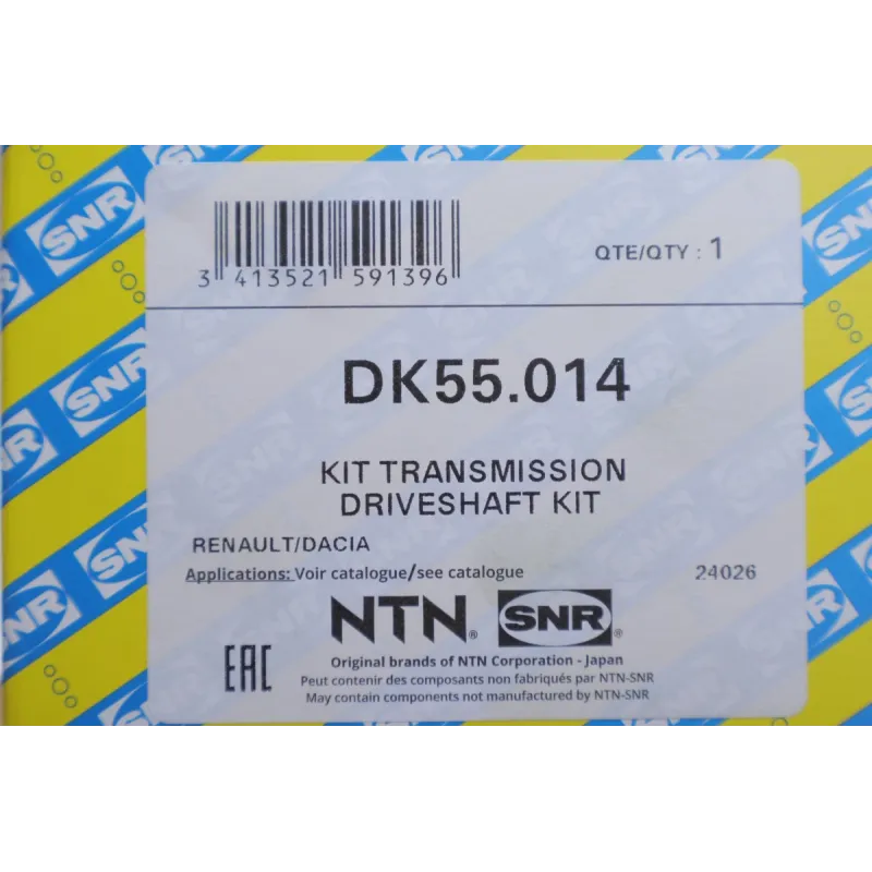 Піввісь передня ліва SNR DK55.014 для Renault Duster 1.5dCi/2.0 4x4 2011-, 673 мм