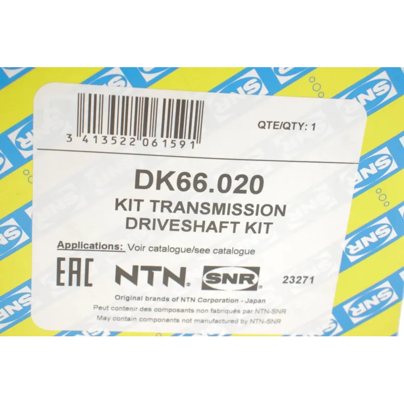 Піввісь права SNR DK66.020 для Fiat Scudo 1.6D 2007-, 24x28x955 мм