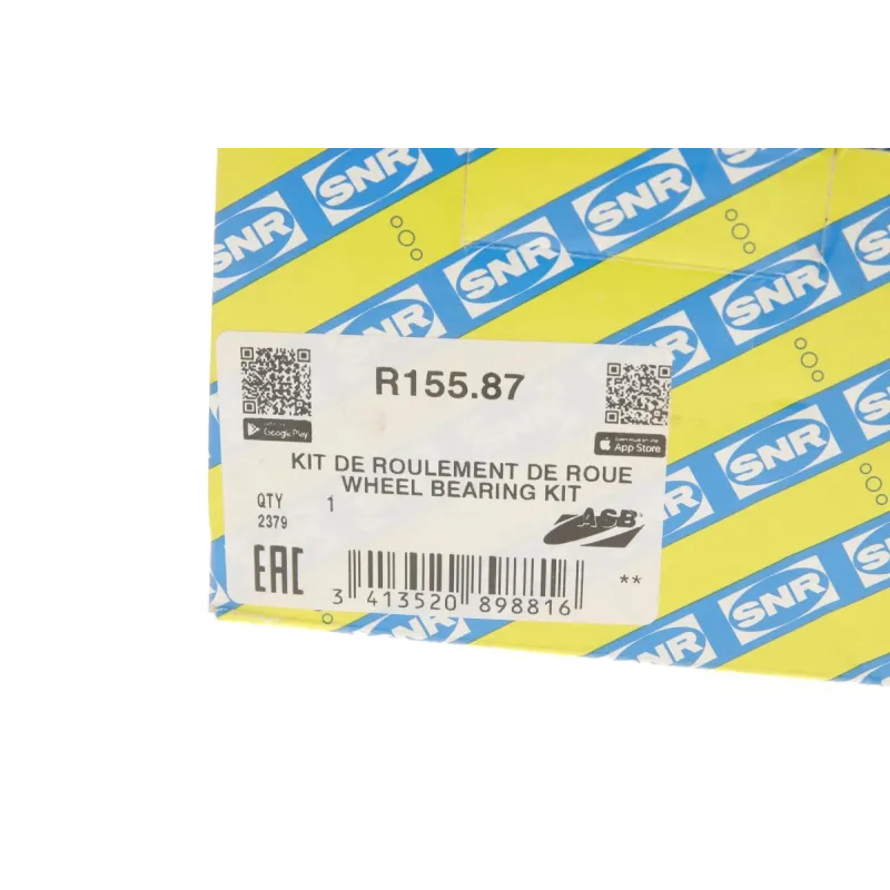Підшипник маточини передній SNR R155.87 для Renault Megane III 2008-, Dacia Dokker 42x80x39 (+ABS)