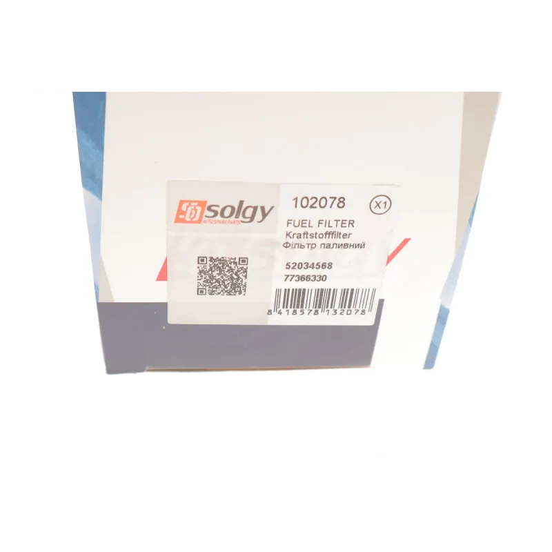 Фільтр паливний SOLGY 102078 для Fiat Doblo, Alfa Romeo Giulietta 1.3-2.0 JTD 2010-