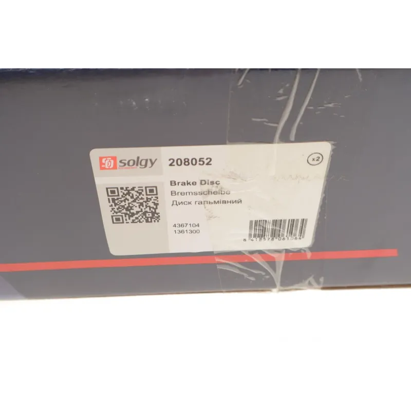 Диск гальмівний передній SOLGY 208052 для Ford Transit/Tourneo Connect 2002- 278x24 мм