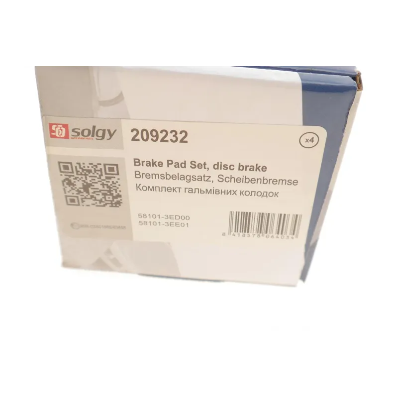 Колодки гальмівні передні SOLGY 209232 для Kia Sorento I (JC) 2002-2007