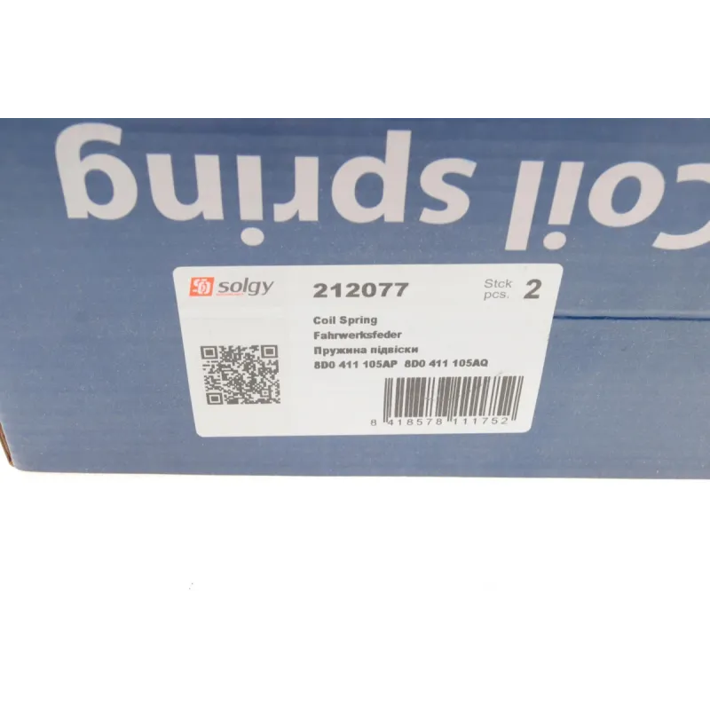 Пружина передньої підвіски SOLGY 212077 для Volkswagen Passat B5/B5.5, Audi A4 B5