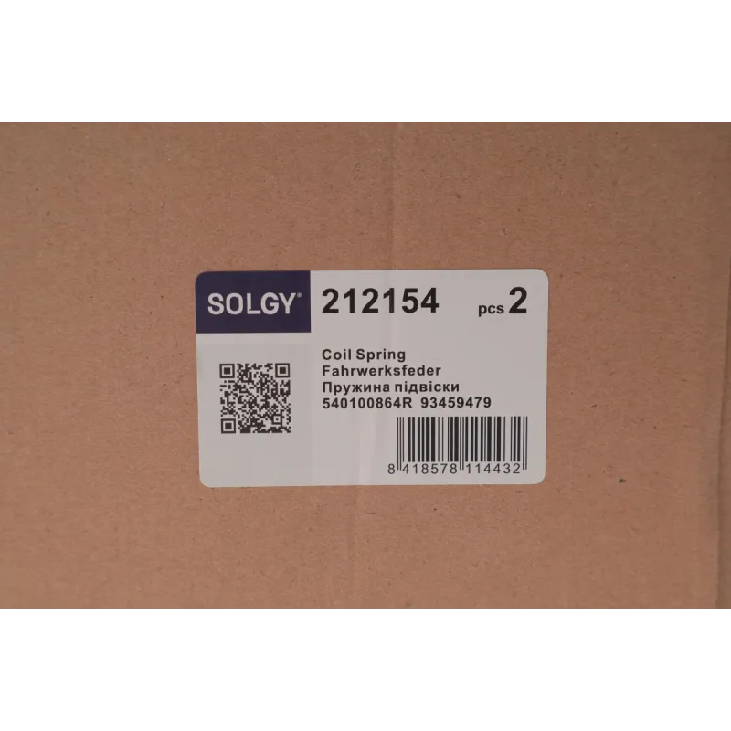 Пружина передня SOLGY 212154 для Opel Vivaro B, Renault Trafic III, Fiat Talento