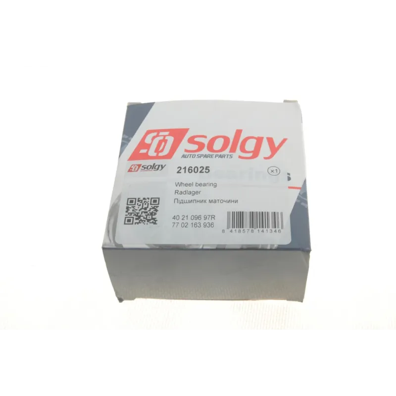 Підшипник маточини передній SOLGY 216025 для Renault Kangoo, Fiat Doblo (37x72x37)