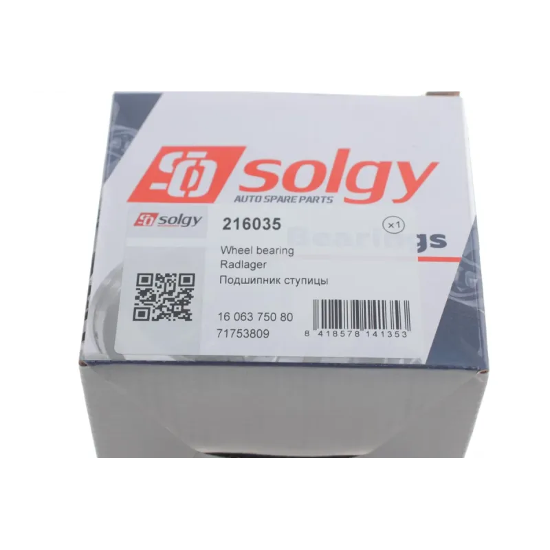 Підшипник маточини передній SOLGY 216035 для Renault Master, Fiat Ducato, Citroen Jumper (комплект)