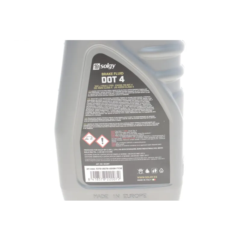 Рідина гальмівна SOLGY DOT4 1L 504007