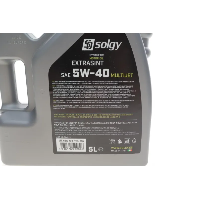 Олива 5W40 EXTRASINT MULTIJET (5L) (RN 0700/0710/MB226.51/API SN/CF/ACEA A3/B4)