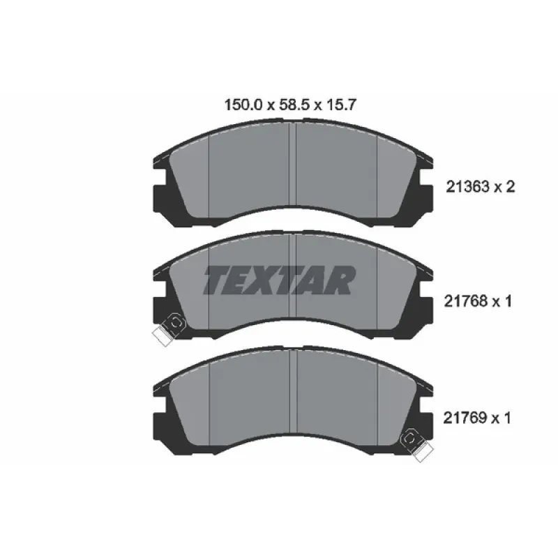 Колодки гальмівні передні TEXTAR 2136301 для Mitsubishi Outlander, Lancer, Pajero (Akebono) 150x58.5x15.7 мм
