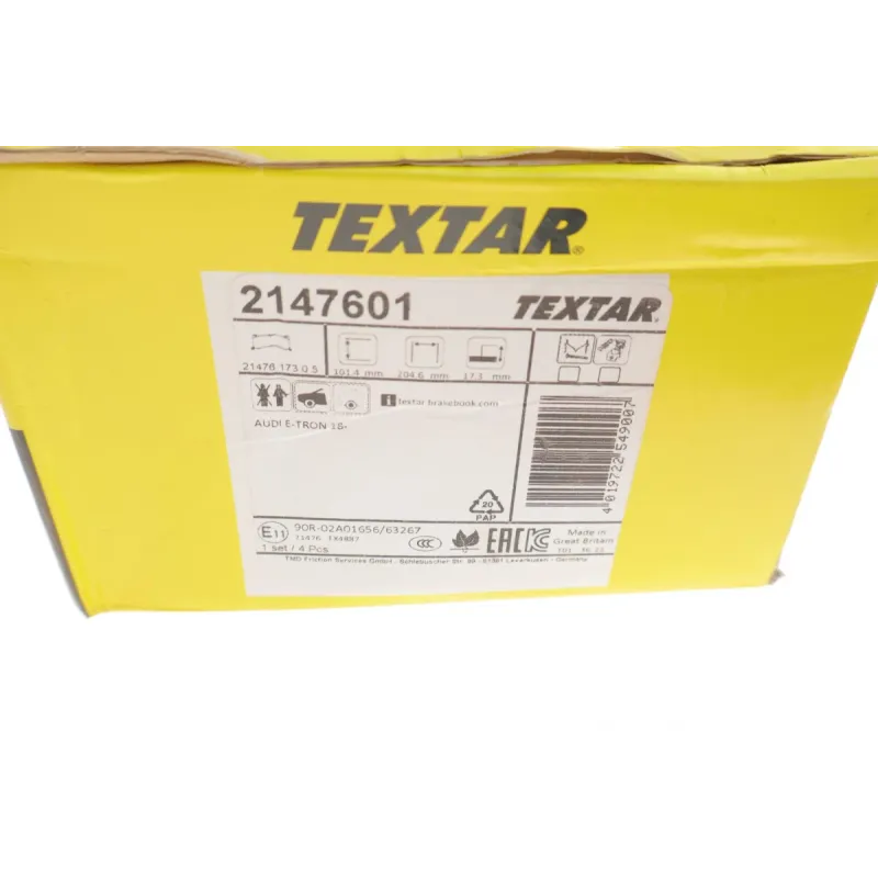 Колодки гальмівні передні TEXTAR 2147601 для Audi E-Tron, Q8 E-Tron 101.4x204.8 мм