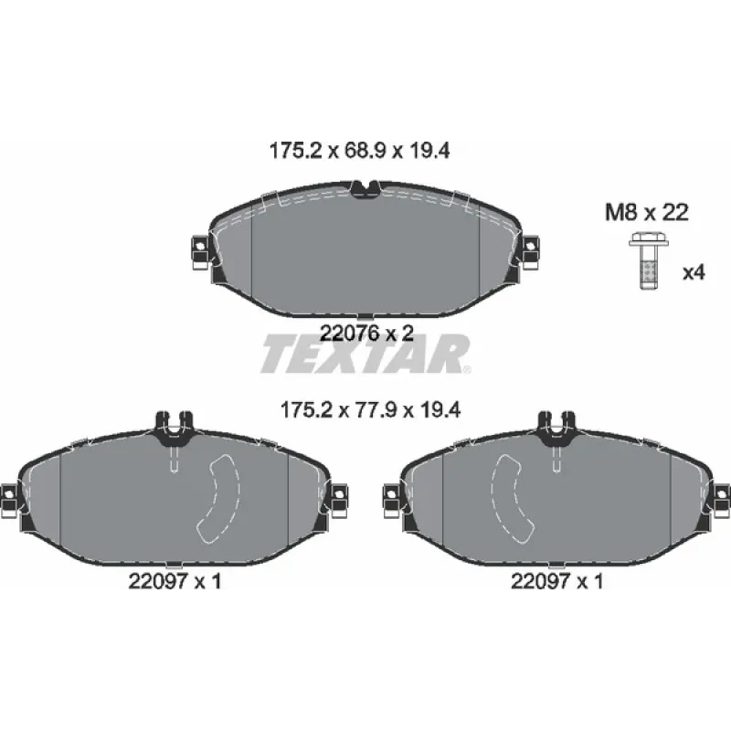 Колодки гальмівні передні TEXTAR 2207601 для Mercedes-Benz C-Class W205/E-Class W213 2014-