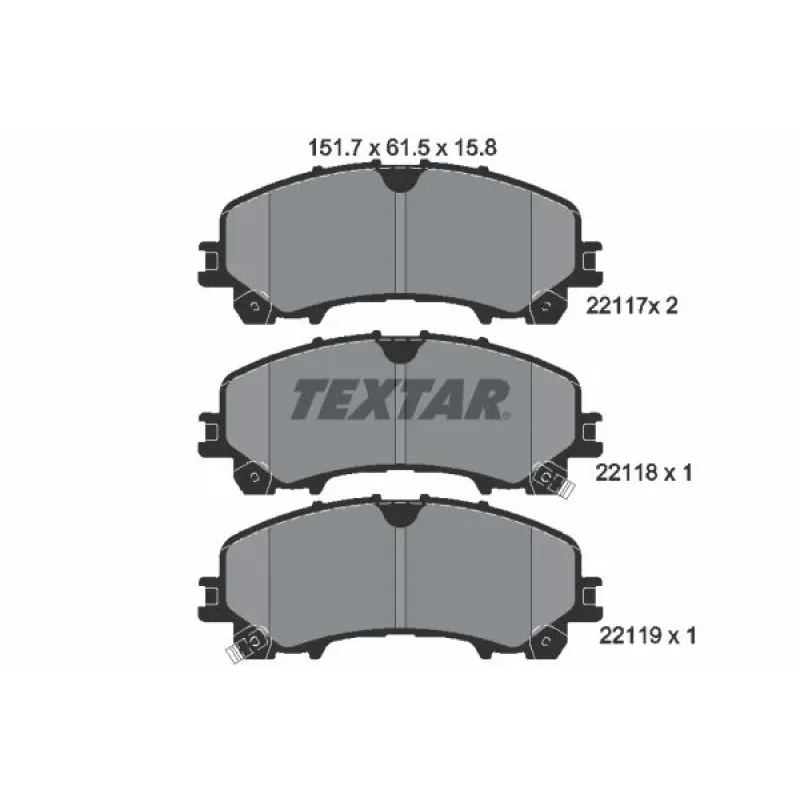 Колодки гальмівні передні TEXTAR 2211701 для Nissan X-Trail, Infiniti Q50, Renault Koleos