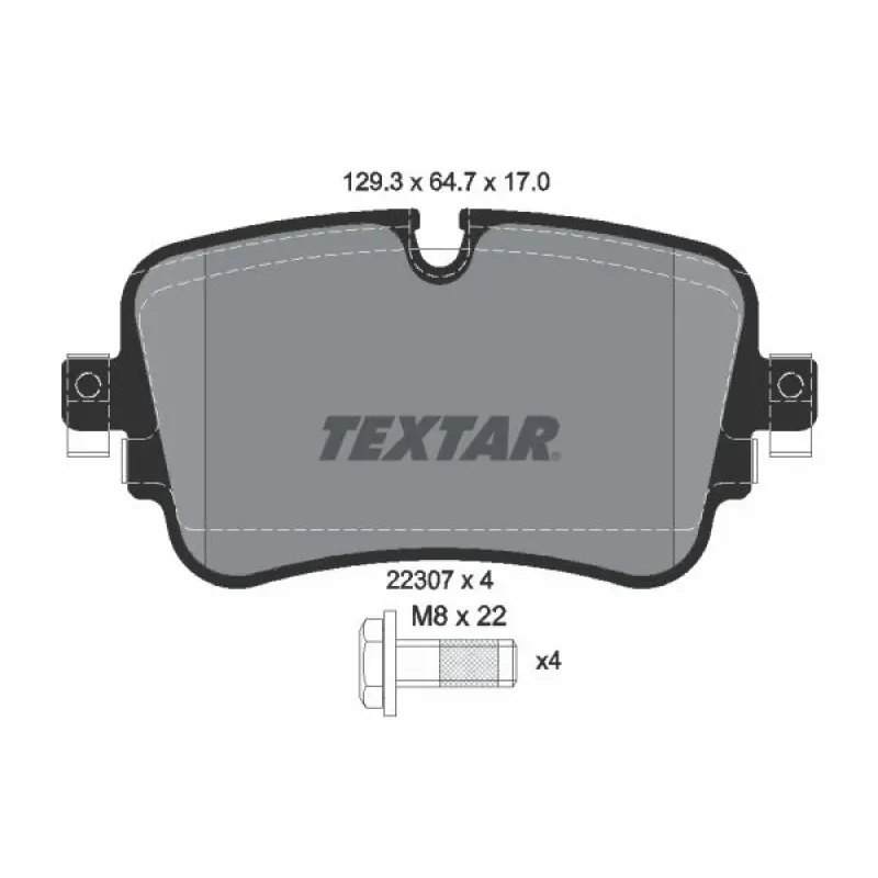 Колодки гальмівні задні TEXTAR 2230701 для Audi A6/A7/A8/Q7/Q8, VW Touareg 2016-, 17 мм