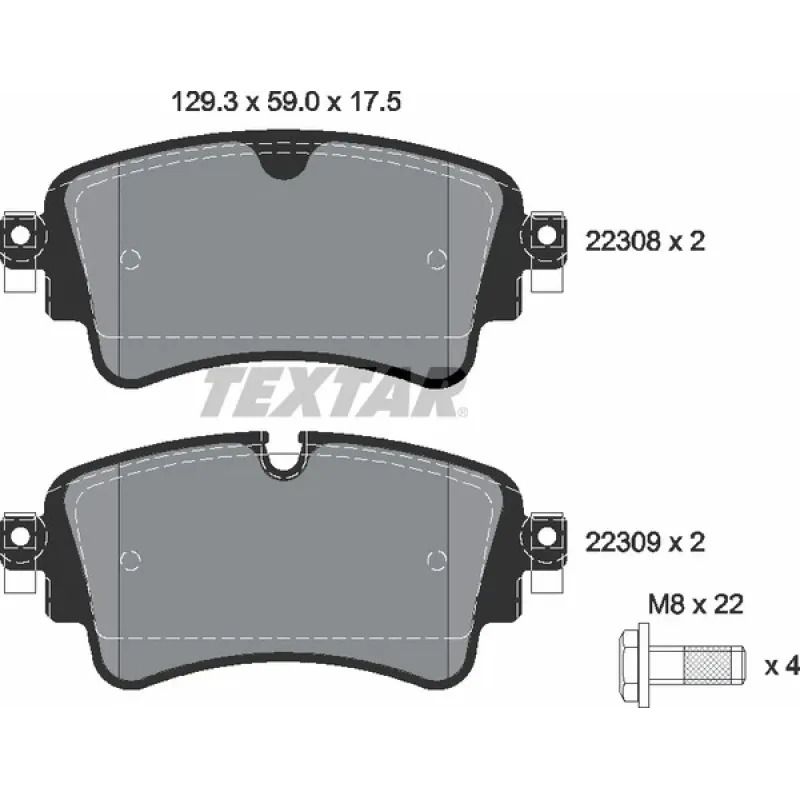 Колодки гальмівні задні TEXTAR 2230801 для Audi A4 B9, A5, Q5, Q7 2015+ 129.2x59 мм
