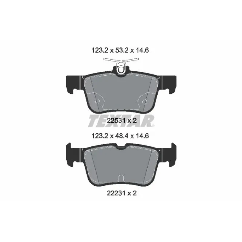 Колодки гальмівні задні TEXTAR 2253105 для Ford Mondeo/Kuga, Teves, 123.3x53.2 мм