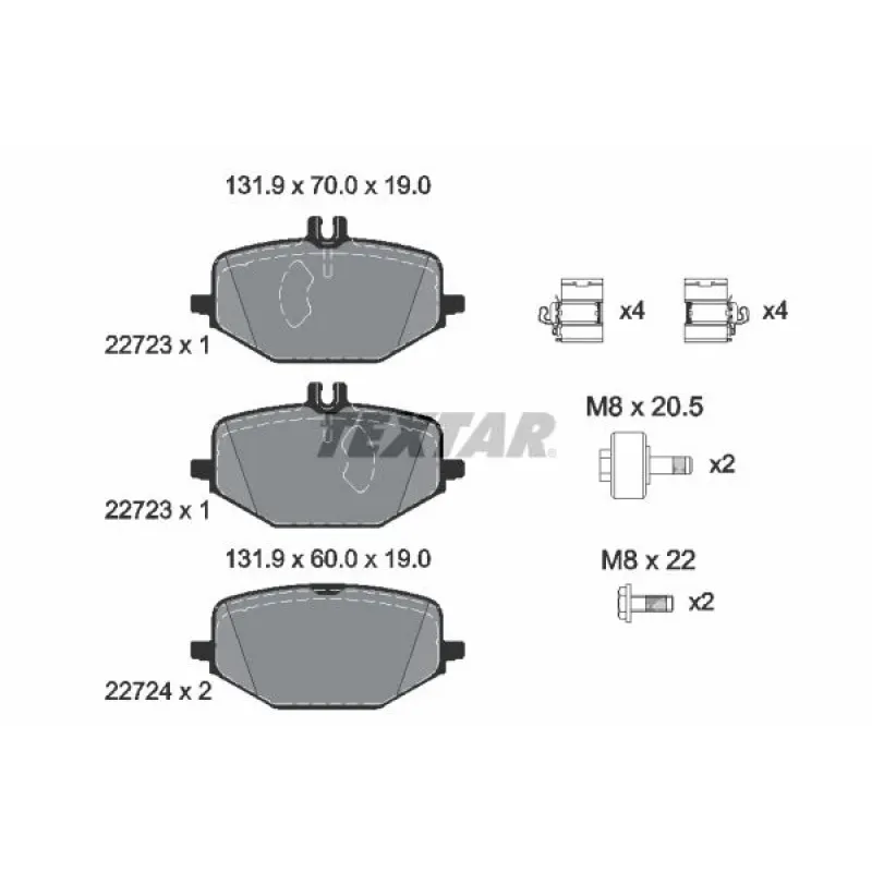 Колодки гальмівні задні TEXTAR 2272301 для Mercedes-Benz G-Class W463, GLE V167 2018-, 19 мм