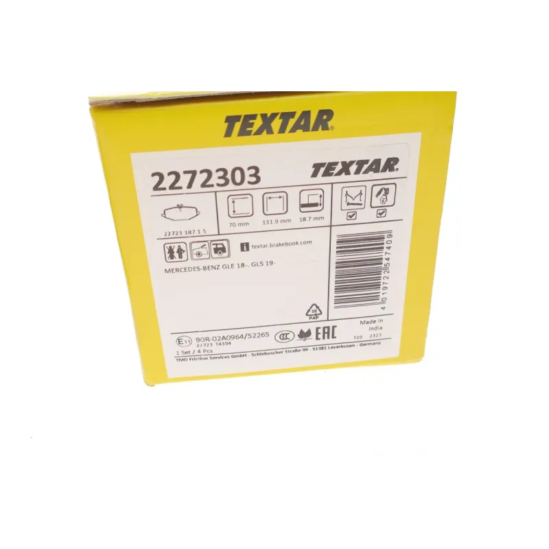 Колодки гальмівні задні TEXTAR 2272303 для Mercedes-Benz GLE (V167) GLS (X167) 2018- 131.9x70x18.7 мм