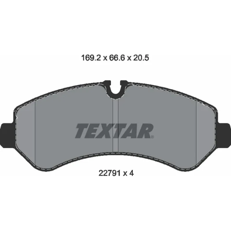 Колодки гальмівні задні TEXTAR 2279101 для Mercedes-Benz Sprinter 907 511-519 CDI 2018-, 169.2x66.6x20.5 мм