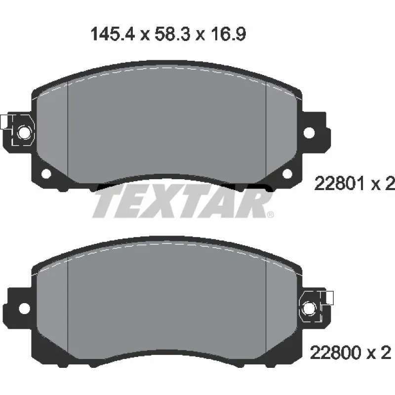 Колодки гальмівні передні TEXTAR 2280001 для Subaru Impreza GT 2016-, XV GT 2017-, Forester SK 2018- (Tokico)