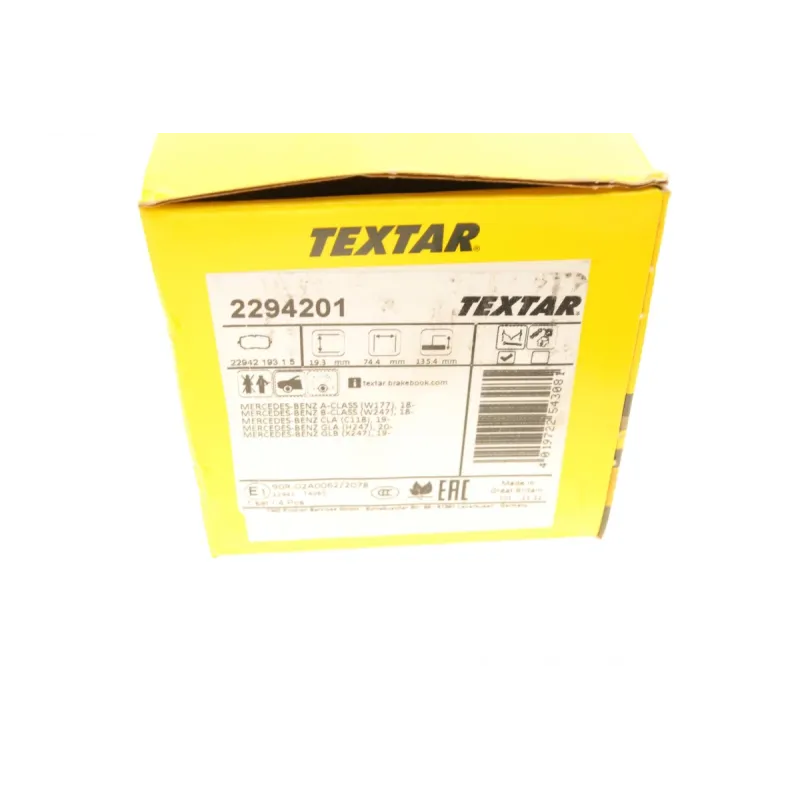 Колодки гальмівні передні TEXTAR 2294201 для Mercedes-Benz A-Class W177, B-Class W247 2018-, 135.4x68.9 мм