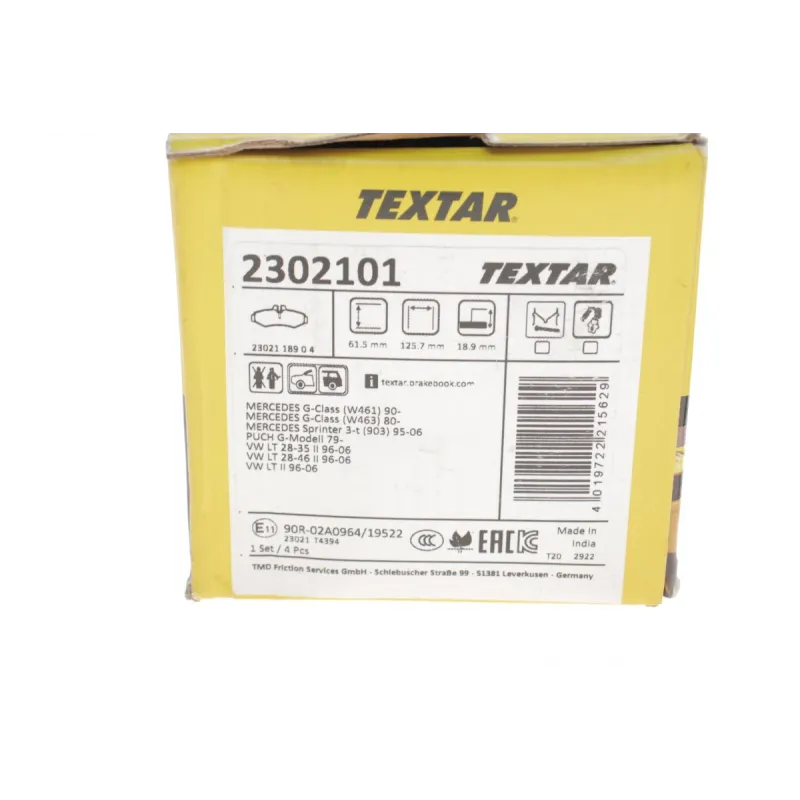 Колодки гальмівні задні TEXTAR 2302101 для Mercedes-Benz Sprinter 3-t 1995-2006, G-Class W463 1991-н.в.
