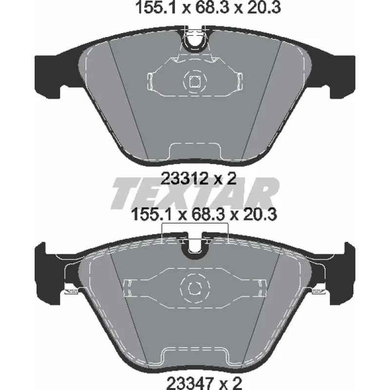 Колодки гальмівні передні TEXTAR 2331207 для BMW 3 (E90/E92/E93) 2006-2013, 155.3x68.3x20.3 мм