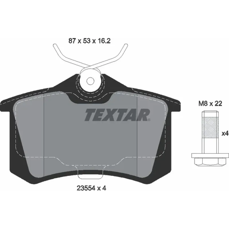 Колодки гальмівні задні TEXTAR 2355406 для Citroen C3/C4, Renault Scenic/Megane 87x53x16.2 мм