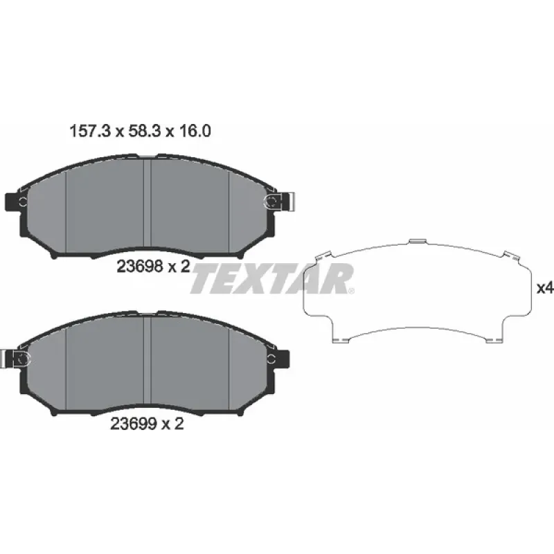 Колодки гальмівні передні TEXTAR 2369801 для Renault Koleos, Nissan Qashqai, Infiniti EX, Sumitomo