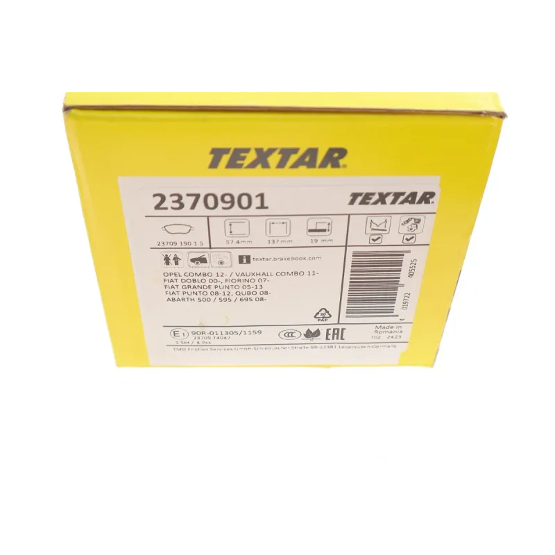 Колодки гальмівні передні TEXTAR 2370901 для Fiat Doblo, Punto, Opel Combo (Bosch)