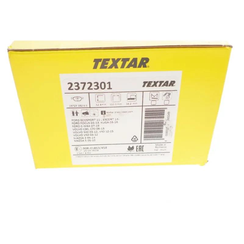 Колодки гальмівні передні TEXTAR 2372301 для Ford C-Max, Focus, Mazda 3/5 (Teves) 155.1x62.4 мм