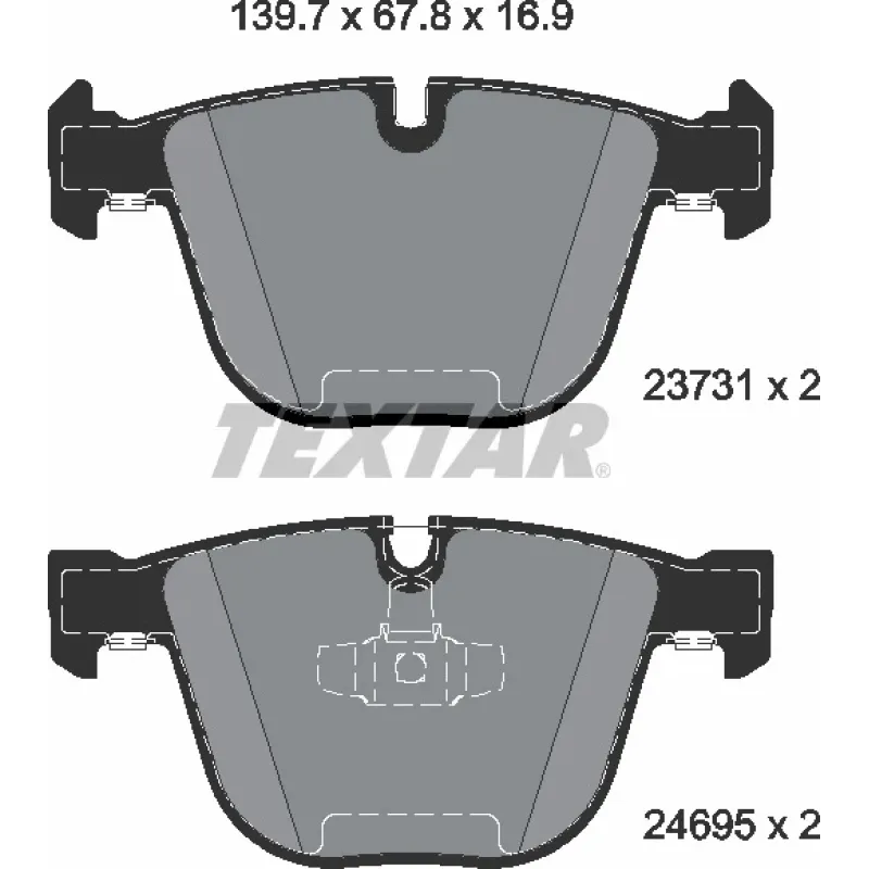 Колодки гальмівні задні TEXTAR 2373101 для BMW 5 (F07)/7 (F01-F04) 2008-, 139.7x67.8x16.9 мм