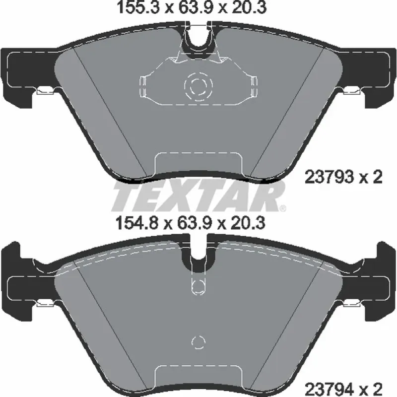 Колодки гальмівні передні TEXTAR 2379301 для BMW 5 (E60/E61) 2003-2010, 155.3x63.9 мм