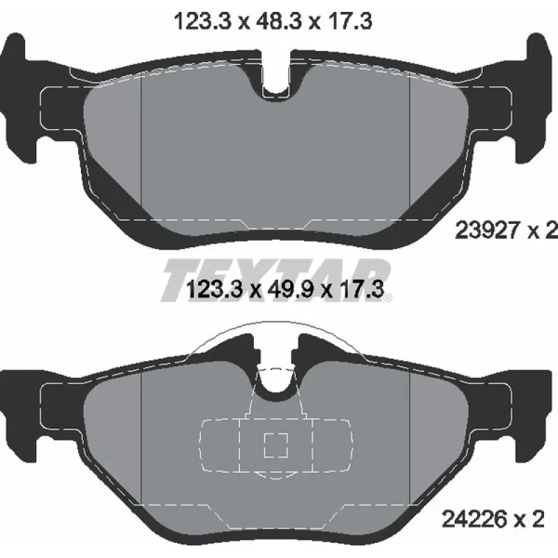 Колодки гальмівні задні TEXTAR 2392701 для BMW 1 (E81/E87) 2003-2012, 3 (E90) 2005-2011