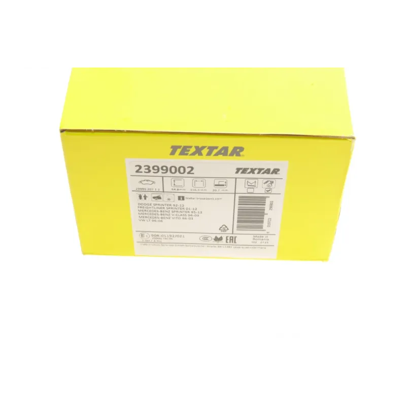 Колодки гальмівні передні TEXTAR 2399002 для Mercedes-Benz Sprinter 208-316 (901, 902, 903) 1995-2006, Teves, 156.3 мм