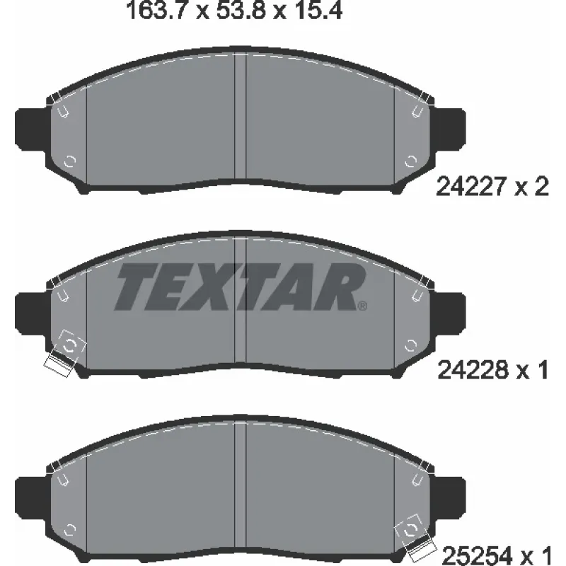 Колодки гальмівні передні TEXTAR 2422704 для Nissan Leaf, Navara, Pathfinder (163.8x54.1x15.4 мм)