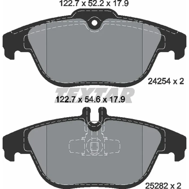 Колодки гальмівні задні TEXTAR 2425401 для Mercedes-Benz C-Class W204, E-Class C207 2007-2015, 122.7x54.3x17.5 мм