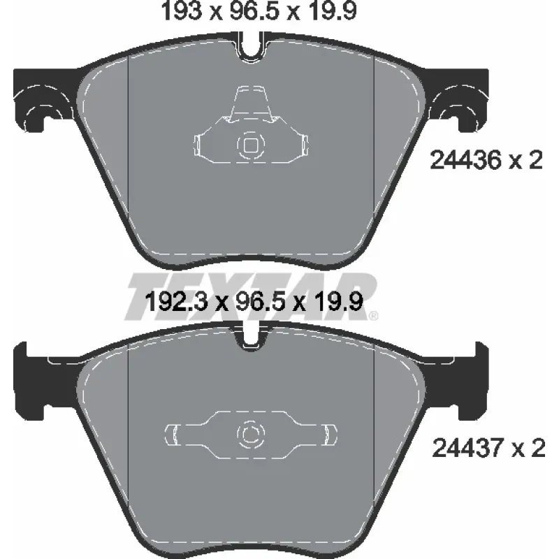 Колодки гальмівні передні TEXTAR 2443601 для BMW 5 (F07)/7 (F01)/X5 (E70) 192.8x96.5 мм